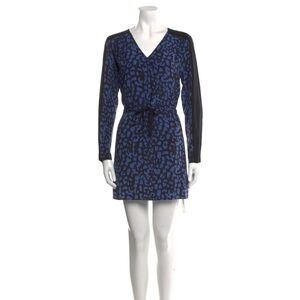 EUC Sea New York x Barneys- Blue and Black Patterned Silk Dress. Size 4